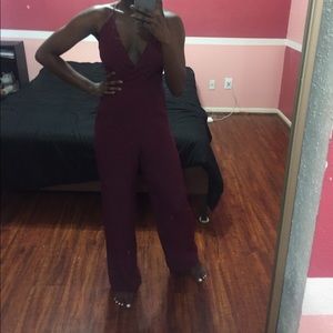 FOREVER 21 Burgundy Cross Back Jumpsuit Size S